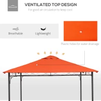 Outsunny 10' x 10' Square Gazebo Canopy Replacement UV Protected Top Cover Sun Shade Orange(m-6)