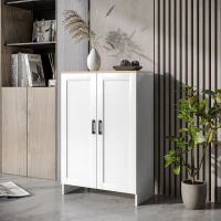 HOMCOM Modern Storage Cabinet with Doors and Adjustable Shelf for Kitchen, Living room, 23.6" x 11.8" x 35.4", White(m-8)