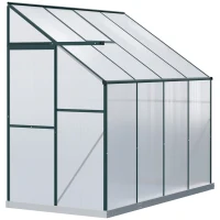 Outsunny Walk-In Garden Greenhouse Aluminum Polycarbonate with Roof Vent for Plants Herbs Vegetables 8' x 4' x 7' Silver(m-11)