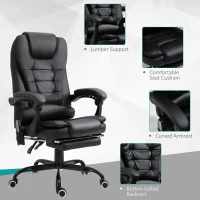 Vinsetto Reclining Office Chair with Footrest, Vibrating Massage, Adjustable Height, Perfect for Home Office, Black(m-5)