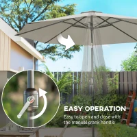Outsunny 10' x 8' Round Market Umbrella, Patio Umbrella with Crank Handle and Tilt, Outdoor Parasol for Garden, Bench, Lawn, Light Grey(m-5)