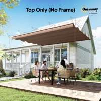 Outsunny Retractable Replacement Pergola Canopy for 10' x 10' Pergola, Pergola Cover Replacement, Coffee(m-9)