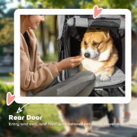 PawHut Small Dog Stroller, 3-Wheel Foldable Pet Stroller with Adjustable Canopy and Zippered Mesh Door for Pet Owners, Grey(m-9)