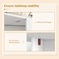 HOMCOM Oval Folding Dining Table, Space Saving Drop Leaf Kitchen Table for Dining Room, Living Room, Distressed White(m-7)