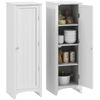 HOMCOM 48" Kitchen Pantry Storage Cabinet, Single Door Kitchen Cabinet with 4 Tier Shelving and Adjustable Shelves, White(m-11)