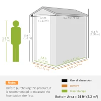 Outsunny 4.5' x 6' Garden Storage Shed with Latch Door, Vents, Sloped Roof, Light Grey(m-3)