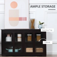 HOMCOM Modern Kitchen Sideboard, Stackable Storage Cabinet, Sliding Glass Door Console, Cupboard Serving Buffet for Kitchen & Dining Room, Coffee(m-4)