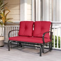 Outsunny 2-Person Outdoor Glider Chair, Patio Double Rocking Loveseat with Steel Frame and Cushions for Backyard, Garden and Porch, Red(m-10)