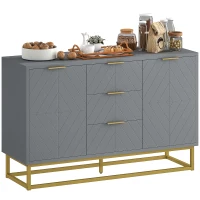 HOMCOM Sideboard Storage Cabinet with 3 Drawers, Adjustable Shelves and Doors, Kitchen Buffet Cabinet for Dining Room, Grey(m-11)