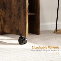 HOMCOM Extendable Dining Table, Collapsible Folding Table w/ 2-tier Shelves and Rolling Casters, Rustic Brown(m-6)