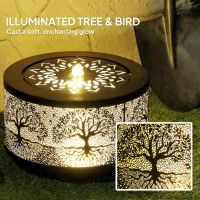 Outsunny Outdoor Water Fountain with LED Lights, 10" Tall Garden Waterfall Fountain Feature with Adjustable Flow, Black(m-4)