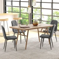 HOMCOM Dining Chairs Set of 4, Upholstered Dining Room Chairs with Steel Legs, Modern Kitchen Chair for Dining Room, Grey(m-7)
