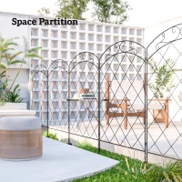 Outsunny 4 Pack Garden Fencing for Yard, Decorative Fence Panels as Animal Barrier and Flower Edging, Circle, Black(m-6)