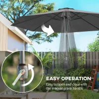 Outsunny 10' x 8' Round Market Umbrella, Patio Umbrella with Crank Handle and Tilt, Outdoor Parasol for Garden, Bench, Lawn, Grey(m-5)