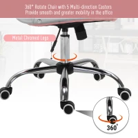 Vinsetto Office Chair, Computer Desk Chair with Adjustable Height and Tufted Back, Pink(m-5)