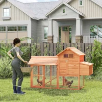 PawHut 82" Deluxe Chicken Coop Wooden Hen House Rabbit Hutch Poultry Cage Pen Backyard with Run and Nesting Box(m-1)