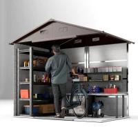 Outsunny 7.7' x 6.5' Outdoor Metal Garden Shed with Lock and Ventilation Gardening Tool Storage, Dark Brown(m-10)