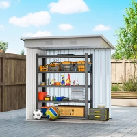 Outsunny 6' x 4' Outdoor Storage Shed, Metal Garden Tool Storage House Organizer with Lockable Sliding Doors and Vents for Backyard Patio Lawn, Charcoal Grey(m-7)