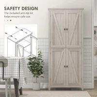 HOMCOM 72" Freestanding Storage Cabinet, Kitchen Pantry Cabinet with Doors and Shelves for Dining Room, Grey(m-6)