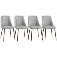 HOMCOM Upholstered Dining Chairs Set of 4, Velvet Accent Chair with Back and Wood-grain Steel Leg for Kitchen, Grey(m-11)
