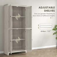 HOMCOM 72" Freestanding Storage Cabinet, Kitchen Pantry Cabinet with Doors and Shelves for Dining Room, Grey(m-5)