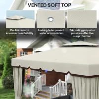 Outsunny 10' x 10' Outdoor Patio Gazebo Double Soft-top Garden Shelter Tent with Curtains, & Mesh Screen Drapes, Cream White(m-4)