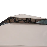 Outsunny 10' x 10' Patio Gazebo Outdoor Pavilion 2 Tire Roof Canopy Shelter Garden Event Party Tent Steel Frame, Brown(m-10)