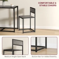 HOMCOM Dining Table Set, Industrial Dining Set for 2, Kitchen Table and Chairs for Small Space, Dining Room Table with Chairs(m-6)