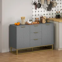HOMCOM Sideboard Storage Cabinet with 3 Drawers, Adjustable Shelves and Doors, Kitchen Buffet Cabinet for Dining Room, Grey(m-8)