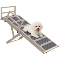 PawHut Dog Ramp, Folding Pet Ramp, 4 Adjustable Height from 15" to 19", Dog Step with Side Rails for Small to Large Pets(m-11)