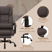 Vinsetto 6-Point Vibration Massage Chair, Height Adjustable Reclining Computer Chair with Retractable Footrest, Brown(m-9)