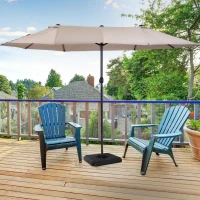 Outsunny Umbrella Stand Fitting 2" Poles and Steel Base with 4 Fillable Plastic Weights, 158lbs Sand or 132lbs Water Filled, Black(m-8)