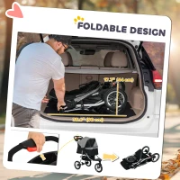 PawHut Small Dog Stroller, 3-Wheel Foldable Pet Stroller with Adjustable Canopy and Zippered Mesh Door for Pet Owners, Grey(m-6)