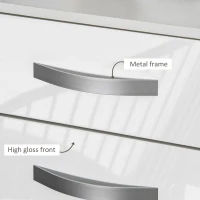 HOMCOM Modern Nightstand Set of 2, Bedside Tables with 3 High Gloss Drawers for Bedroom, White(m-7)