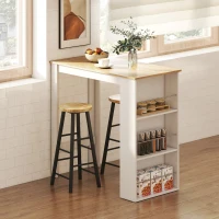 HOMCOM Bar Table Counter Height Dining Table with 3 Storage Shelves for Kitchen, Dining Room, Living Room, White(m-1)