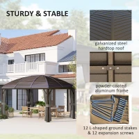 Outsunny 10' x 13' Hardtop Gazebo Aluminum Outdoor Canopy with Mesh Nettings, Curtains, Dark Grey(m-5)