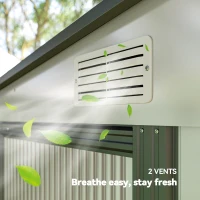 Outsunny 5x7 Garden Shed, Lean-to Metal Storage with Foundation, Sliding Door & 2 Vents for Garden Tools, White(m-9)