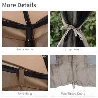 Outsunny 10' x 10' Patio Gazebo Outdoor Pavilion 2 Tire Roof Canopy Shelter Garden Event Party Tent Steel Frame, Brown(m-7)