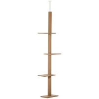 PawHut 100" Floor To Ceiling Cat Tree w/ 3 Perches Activity Center for Kittens Cat Tower Furniture, Light Brown(m-11)