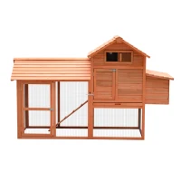 PawHut 82" Deluxe Chicken Coop Wooden Hen House Rabbit Hutch Poultry Cage Pen Backyard with Run and Nesting Box(m-9)