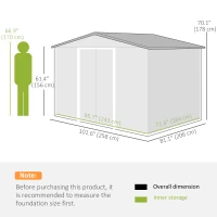 Outsunny 8.5' x 6.8' x 5.8' Practical Backyard Garden Storage Tool Shed Double Sliding Door 4 Ventilation Slots, Green(m-3)