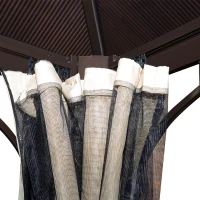 Outsunny 10 x 10 ft Hard Top Gazebo Canopy Heavy Duty Shelter Sun Shade w/ Curtain Beige, Coffee(m-9)