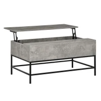 HOMCOM Lift Top Coffee Table with Hidden Storage Compartment Lift Tabletop Center Table for Living Room, Grey(m-2)