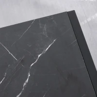 HOMCOM 2-Tier Coffee Table with Storage Shelf, Cocktail Table with Marble Textured Table Top, for Living Room Bedroom Dorm, Black(m-9)