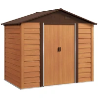 Outsunny 7.7' x 6.5' Outdoor Metal Garden Shed with Lock and Ventilation Gardening Tool Storage, Dark Brown(m-11)