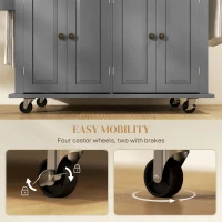 HOMCOM Kitchen Island with Storage, Rolling Trolley Cart with Rubber Wood Top, Spice Rack, Towel Rack, Grey(m-7)