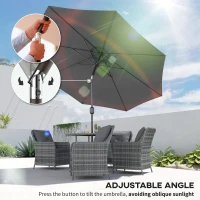 Outsunny 10' x 8' Round Market Umbrella, Patio Umbrella with Crank Handle and Tilt, Outdoor Parasol for Garden, Bench, Lawn, Grey(m-4)