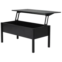 HOMCOM 39" Modern Lift Top Coffee Table with Hidden Storage Compartment, Center Table for Living Room, Black(m-2)