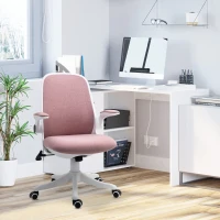 Vinsetto Office Chair 360° Swivel Task Desk Breathable Fabric Computer Chair with Flip-up Arms and Adjustable Height, Pink(m-8)