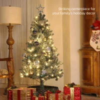 HOMCOM 5ft Artificial Prelit Christmas Tree with 150 Warm White LED Lights, Xmas Tree for Home Office Holiday(m-4)